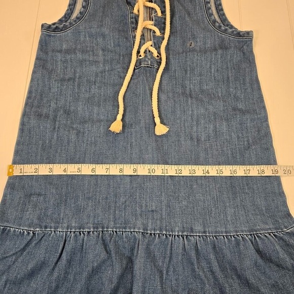 NWOT Aerie Size S Drop Hem Chambray Dress‎ Rope Tie Boho Beach Coastal - Picture 8 of 9